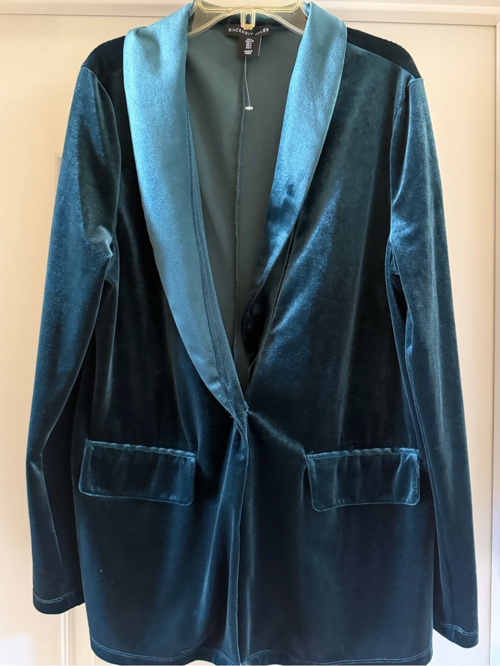 Teal Velvet Blazer Jacket - Women's